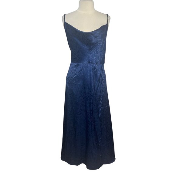 Shein Belle Curve Maxi Dress Size 3XL New Blue Cheetah Print Shiny Formal - Picture 1 of 10